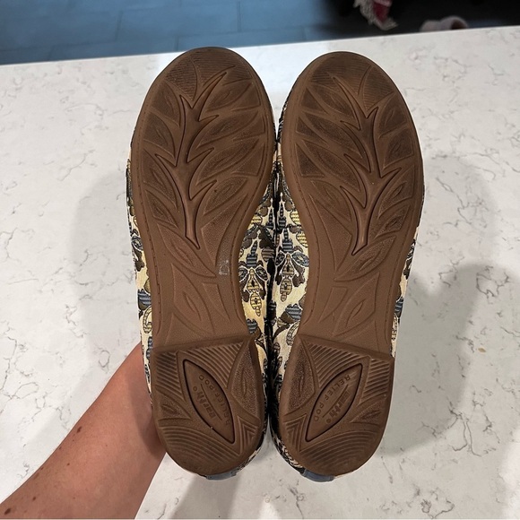 EARTH ALINA METALLIC PRI WOMENS BLUE CANVAS SLIP ON BALLET FLATS SHOES Size 8 - Picture 2 of 12